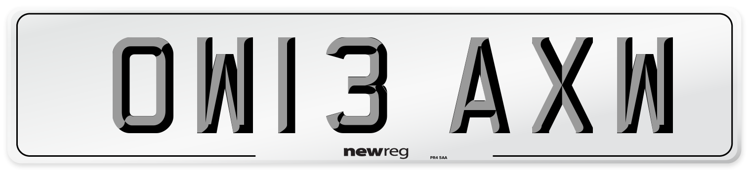 OW13 AXW Number Plate from New Reg